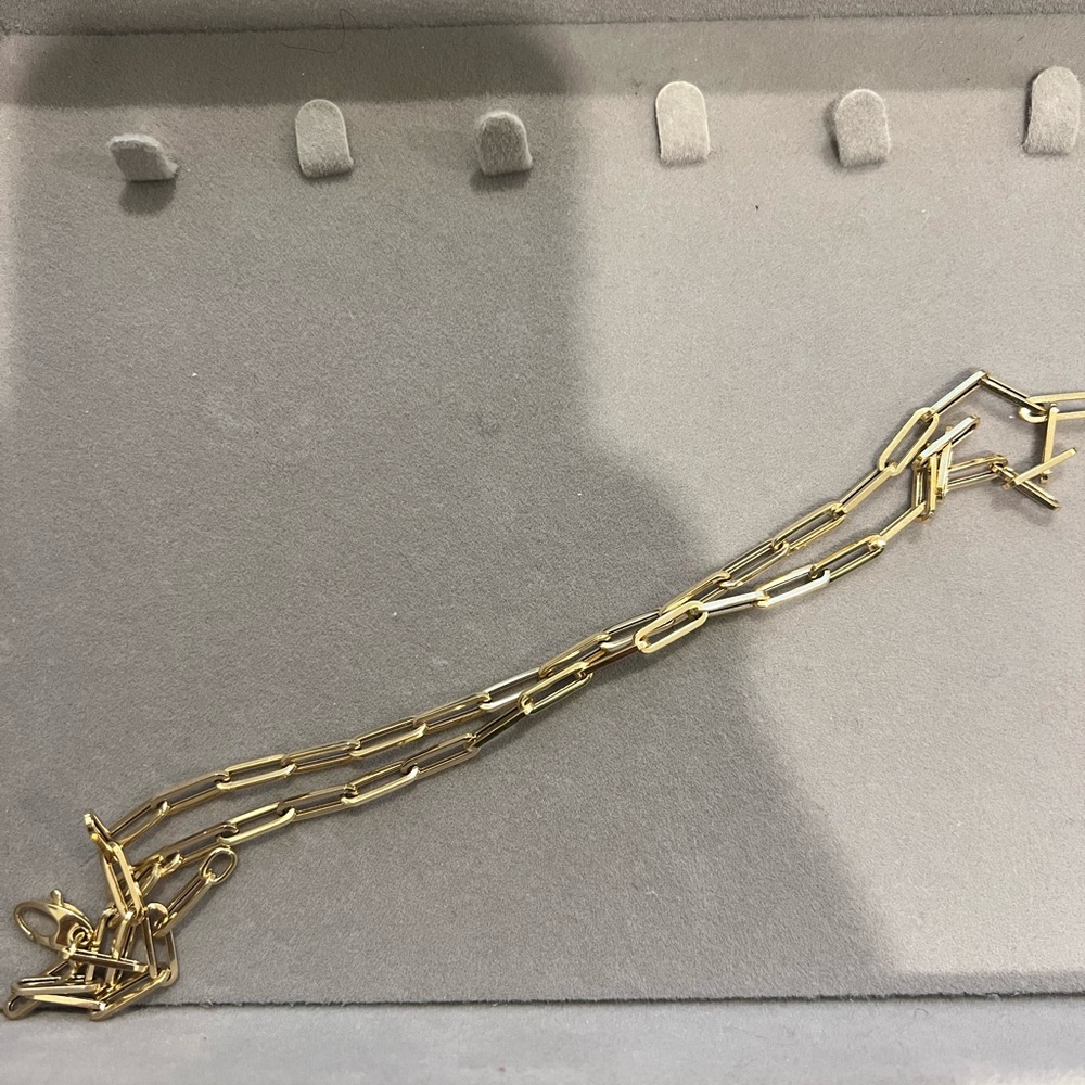 14K Solid Gold Paperclip Necklace